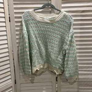Blu Pepper Textured Mint and Cream Sweater